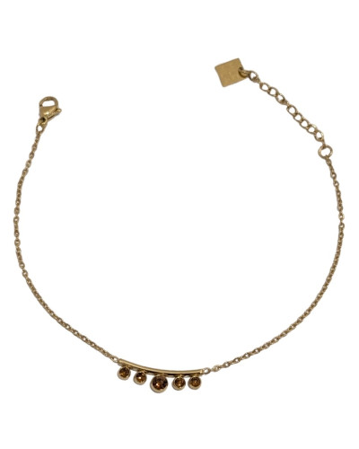 Bracelet acier doré 5 strass Natalia