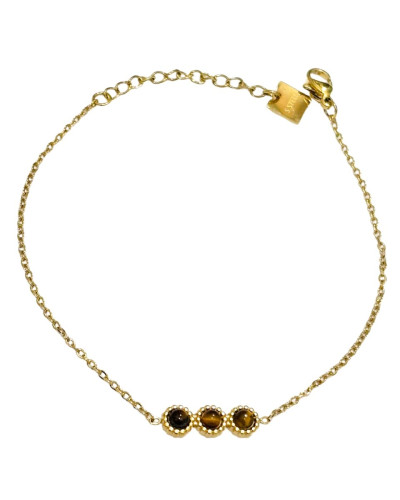 Bracelet acier doré 3 perles