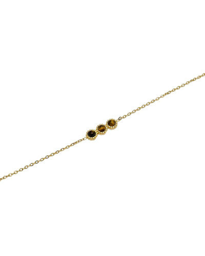 Bracelet acier doré 3 perles