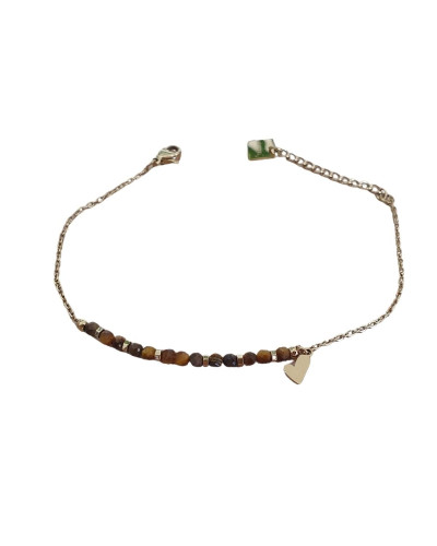 Bracelet acier doré perles et petits coeurs 