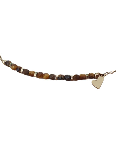 Bracelet acier doré perles et petits coeurs 