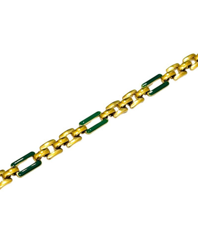 Bracelet acier petits carrés et rectangles dorés