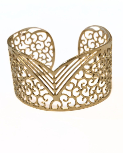 Bracelet manchette doré acier inoxydable Azalée