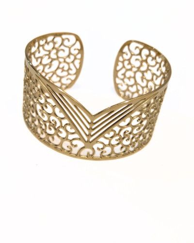 Bracelet manchette doré acier inoxydable Azalée