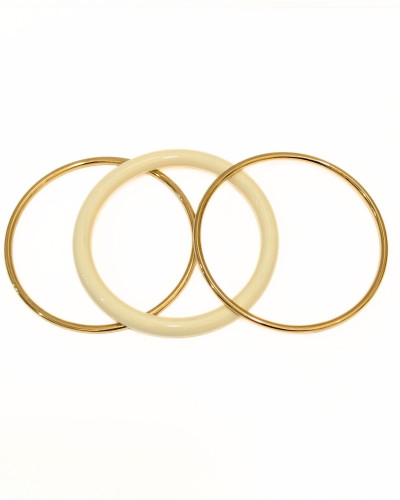 Bracelet manchette résine beige et acier doré