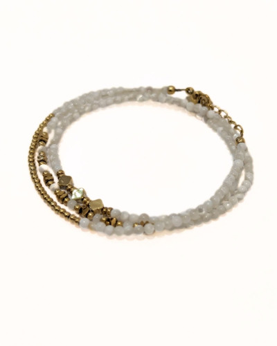 Bracelet femme acier doré et pierres blanches Marcella