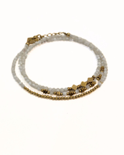 Bracelet femme acier doré et pierres blanches Marcella