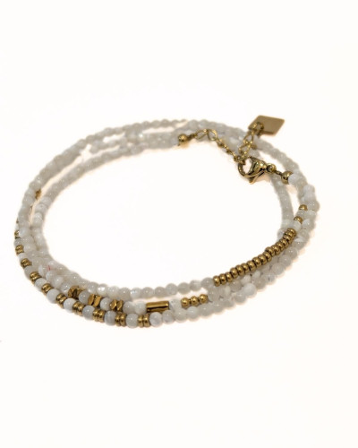 Bracelet femme acier doré et pierres blanches Teodora