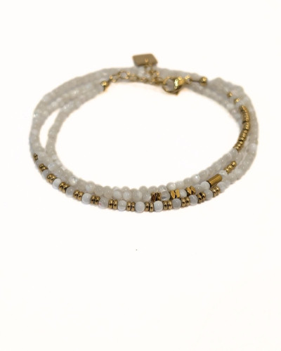 Bracelet femme acier doré et pierres blanches Teodora