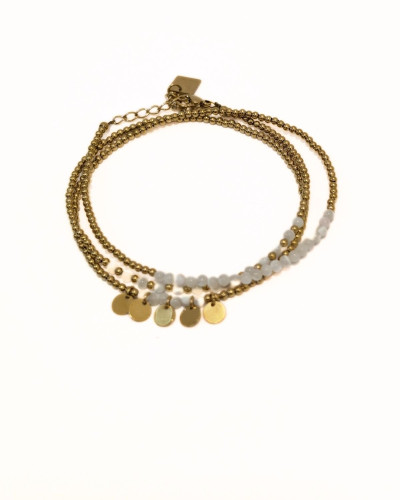 Bracelet femme acier doré et pierres blanches Sabina