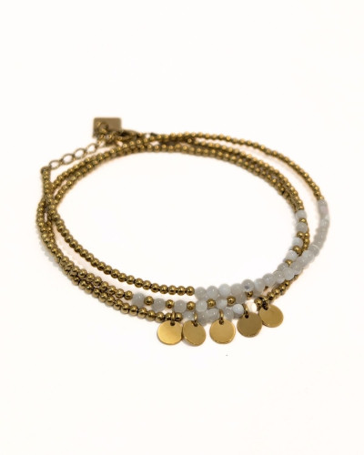 Bracelet femme acier doré et pierres blanches Sabina