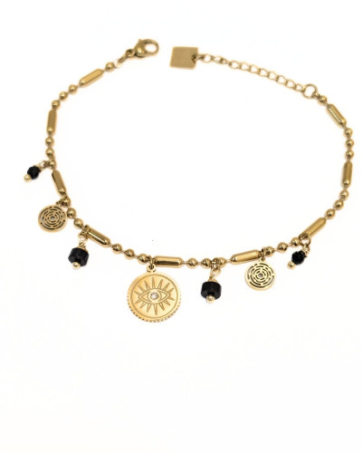 Bracelet femme acier doré et pierres Aïna