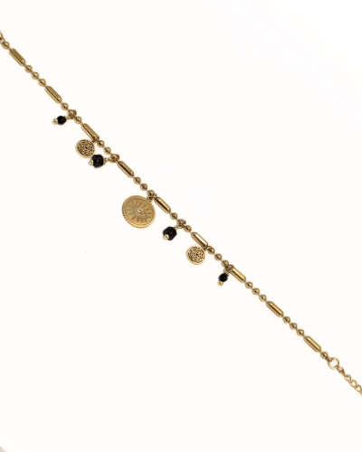 Bracelet femme acier doré et pierres Aïna