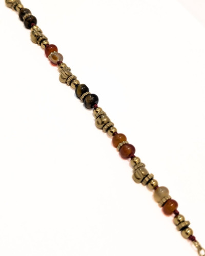 Bracelet femme acier doré et pierres terracotta Mirany