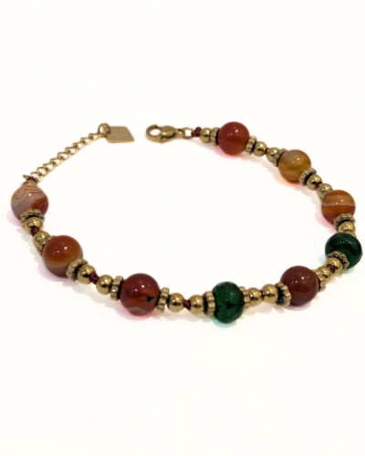 Bracelet femme acier doré et pierres terracotta Nirina