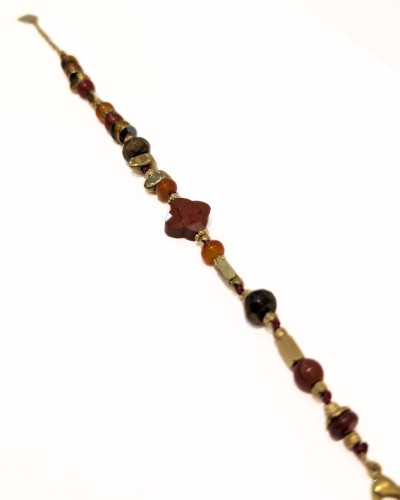 Bracelet femme acier doré et pierres terracotta Isalie