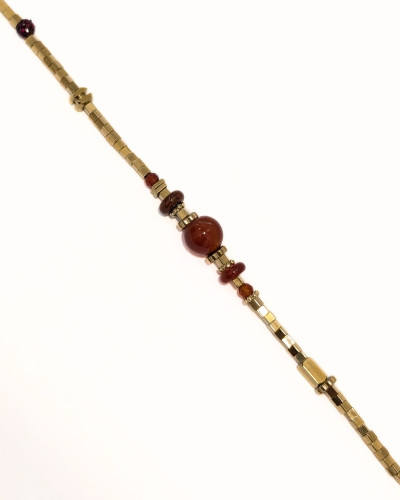 Bracelet femme acier doré et pierres terracotta Talia