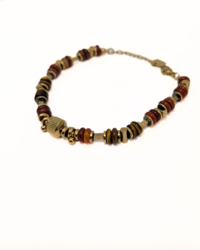 Bracelet femme acier doré et pierres terracotta Maïna