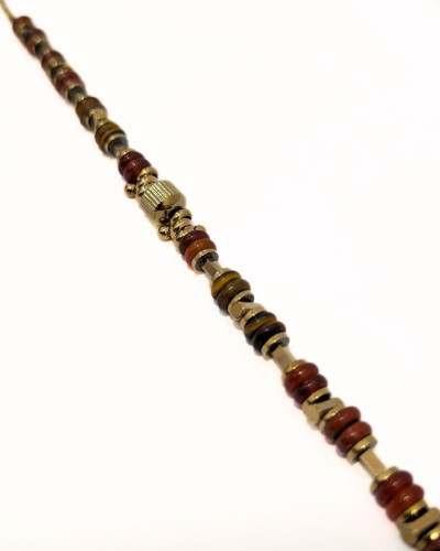 Bracelet femme acier doré et pierres terracotta Maïna