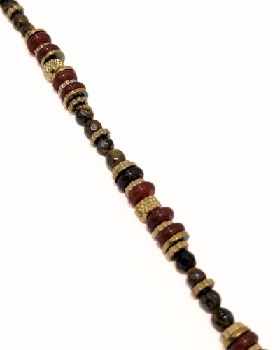 Bracelet femme acier doré et pierres terracotta Hanaé