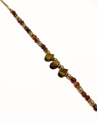 Bracelet femme acier doré et pierres terracotta Hanaé