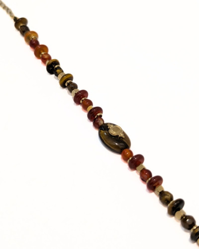 Bracelet femme acier doré et pierres terracotta Bella