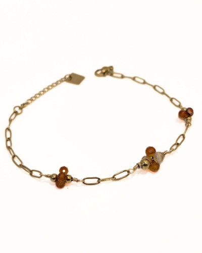 Bracelet femme acier doré et perles terracotta Aurora