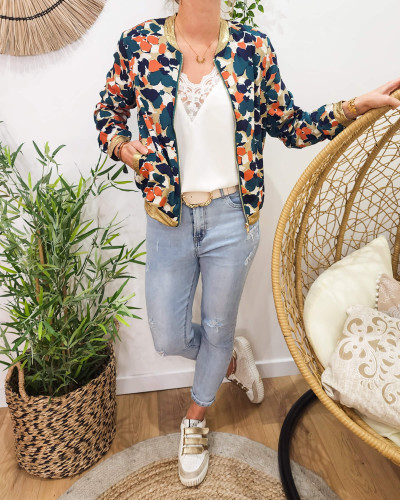 Bombers femme vert rouille et bleu Veronica