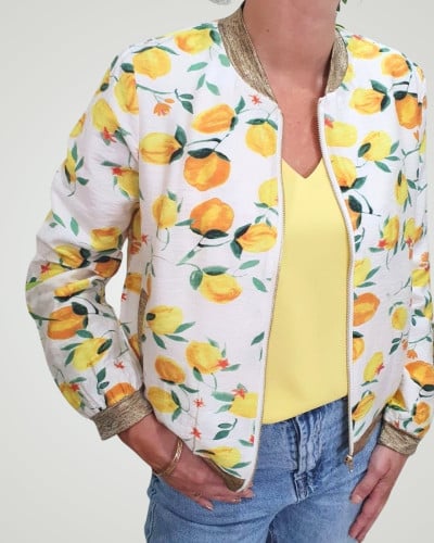 Bombers femme écru citrons jaunes