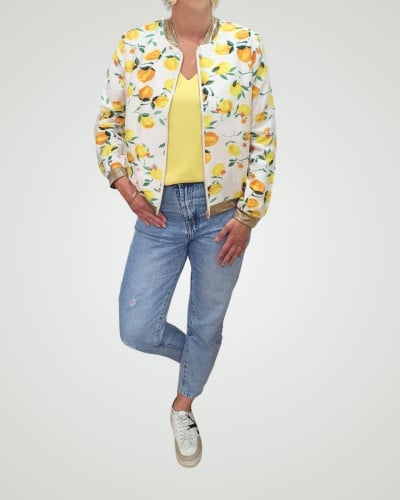 Bombers femme écru citrons jaunes