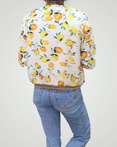 Bombers femme écru citrons jaunes