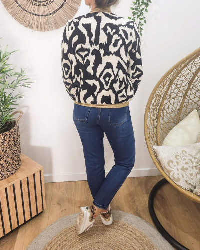 Bombers femme écru et noir Lison