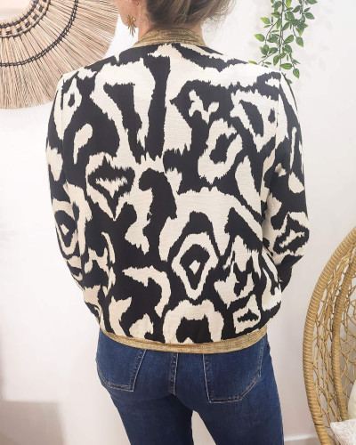 Bombers femme écru et noir Lison
