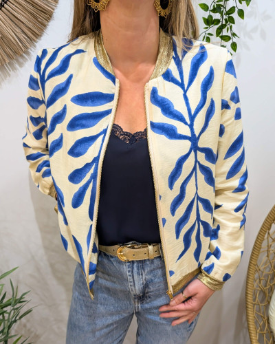 Bombers femme beige et bleu Iléana