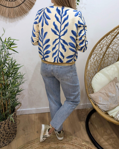 Bombers femme beige et bleu Iléana