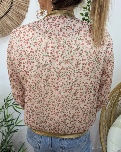 Bombers femme rose fleuri Mirella