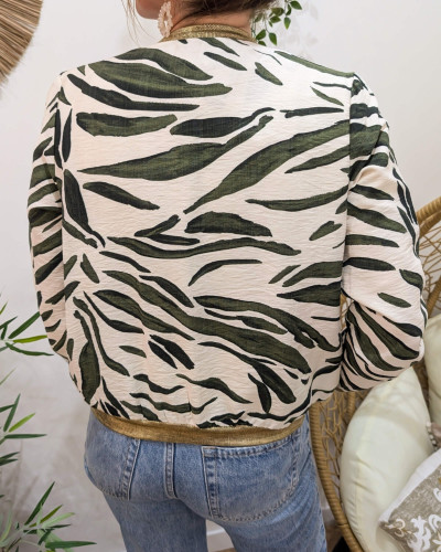 Bombers femme écru et kaki Aenor