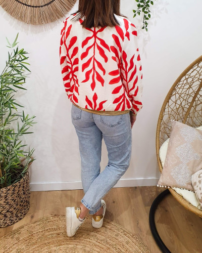 Bombers femme écru et rouge Ismérie