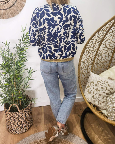 Bombers femme écru et bleu Soizic