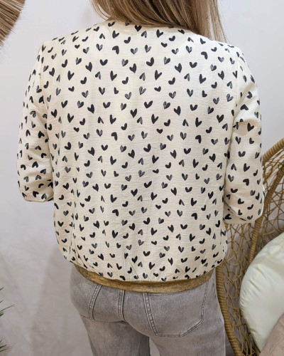 Bombers femme écru et noir Nahélys