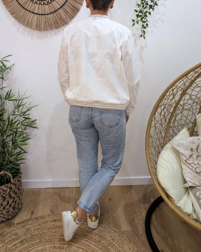 Bombers femme écru fleurs brodées Ashana