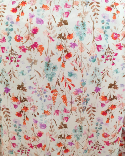 Bombers femme écru fleurs roses mauves vertes Mélinaé