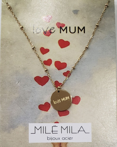 Collier acier doré love MUM