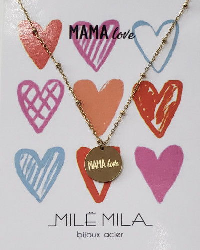 Collier acier doré MAMA Love