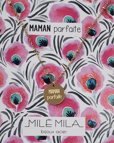 Collier acier doré MAMAN Parfaite