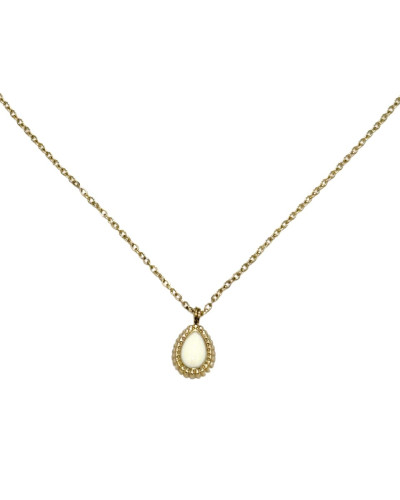 Collier femme goutte écru/doré