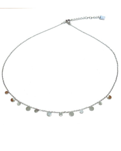 Collier femme argenté petits ronds