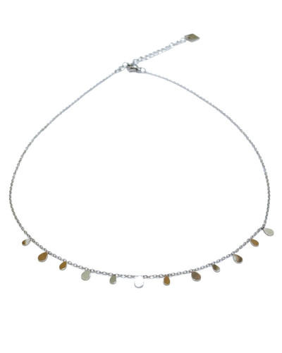 Collier femme argenté petites gouttes