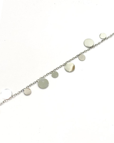 Collier femme argenté petites pastilles