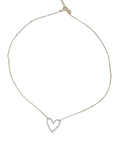 Collier femme acier inoxydable doré coeur strass